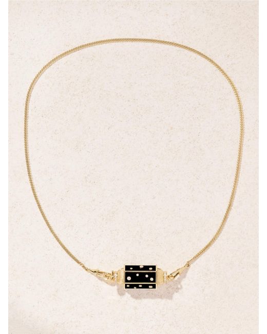 Marie Lichtenberg Natural Dot Locket Gourmette 18-Karat, Ebony And Diamond Necklace