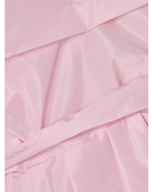 Staud Pink Michelina Tie-Detailed Taffeta Midi Dress