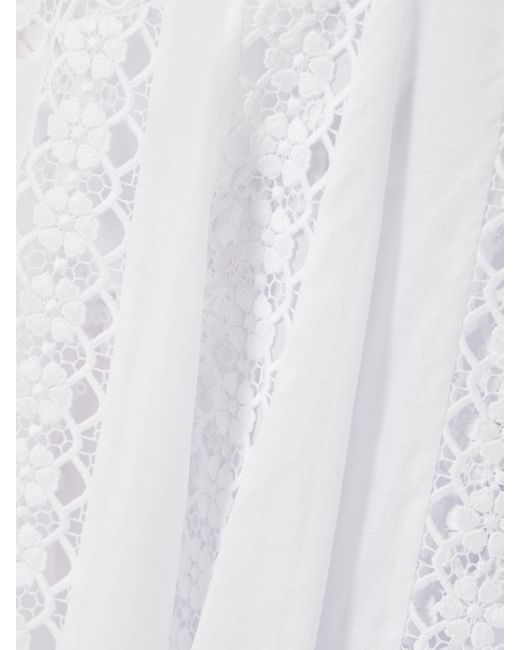 Charo Ruiz White Blossel Midikleid Aus Voile Aus Einer Baumwollmischung Mit Einsätzen Aus Guipure-Spitze