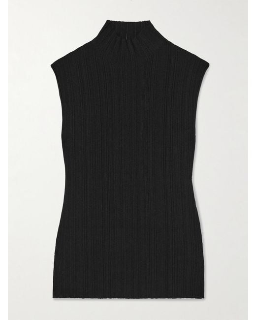 Proenza Schouler Black Federica Ribbed-Knit Top