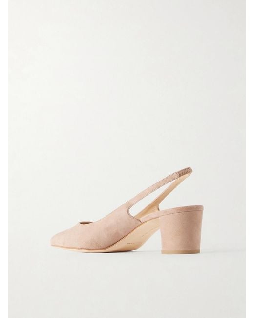 Manolo Blahnik Natural Allurasan 50 Suede Slingback Pumps