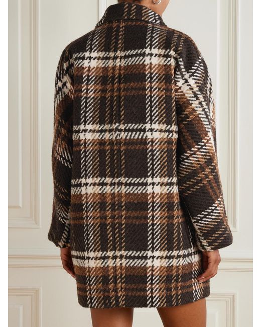 Patou Multicolor Checked Wool-Blend Coat