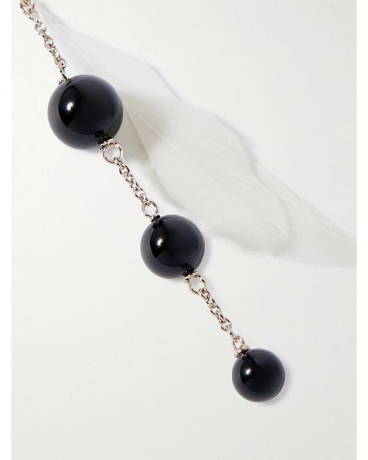 Lemaire Pink Dot- And-Tone, Onyx And Feather Single Earring