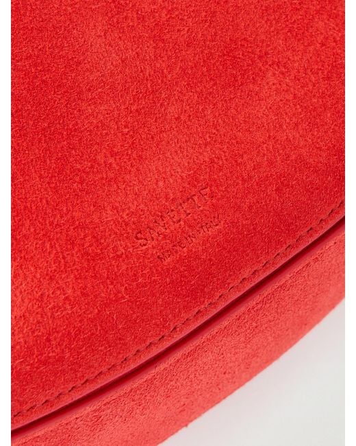 SAVETTE Red Florence Small Suede Shoulder Bag