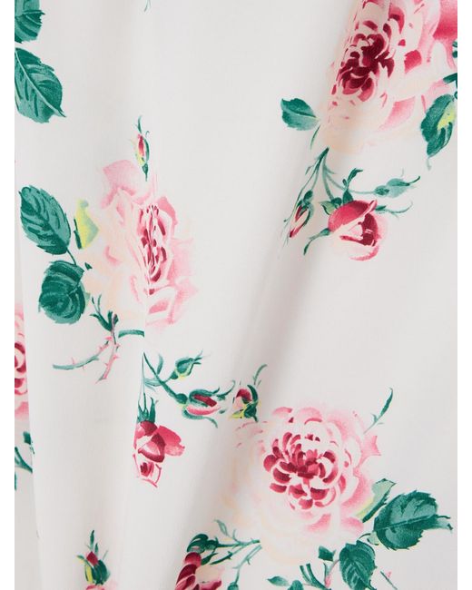 Alessandra Rich White Ruffled Floral-print Silk-crepe De Chine Gown