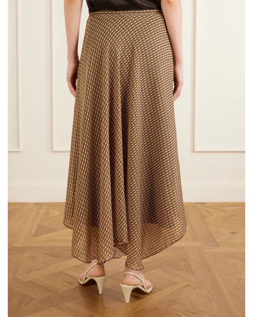 Sir Natural Cooper Asymmetric Printed Chiffon Maxi Skirt