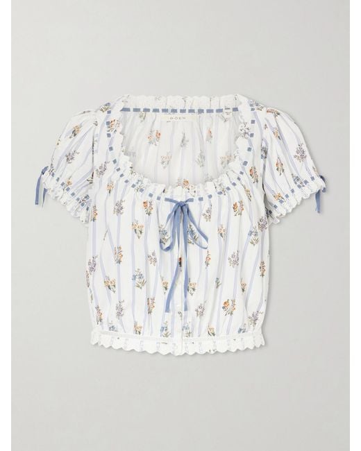 Doen Gray Nera Broderie Anglaise Organic Cotton Blouse