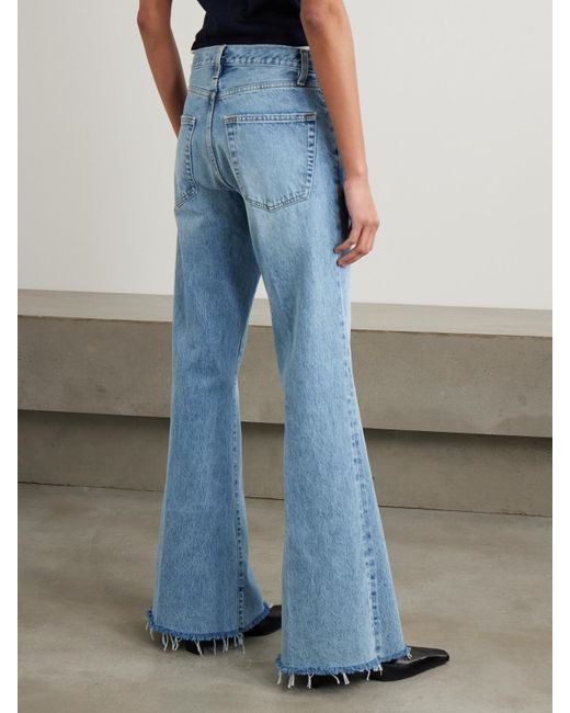 FRAME Blue The Lax Hoch Sitzende Schlagjeans Mit Distressed-Details