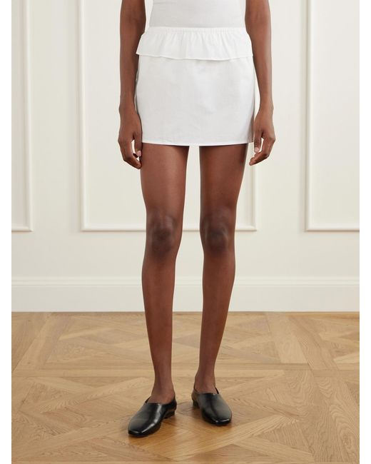 Deiji Studios White Flounce Layer Organic Cotton-Poplin Mini Skirt