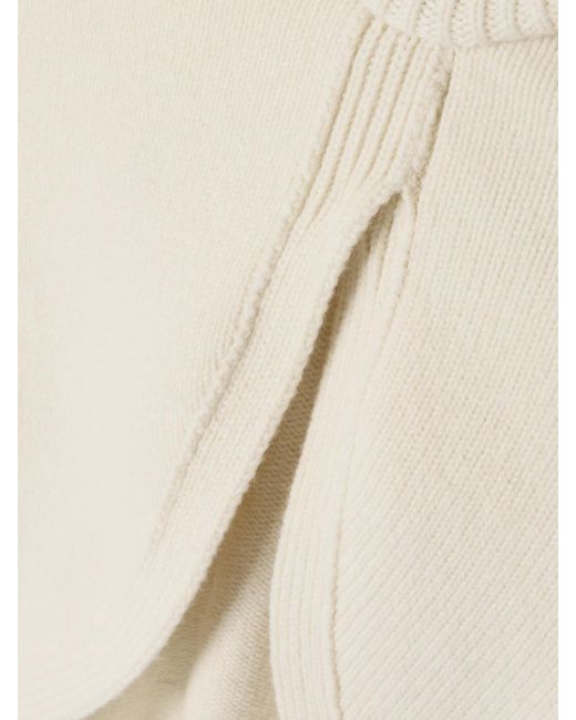 Alaïa Natural Cropped Cashmere-Blend Turtleneck Sweater