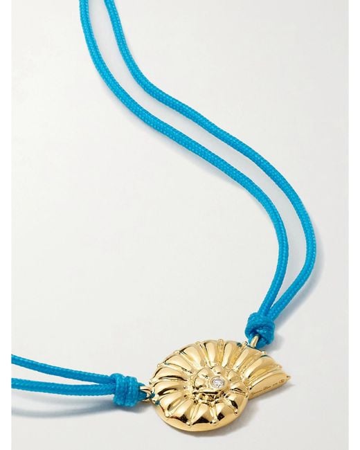 Yvonne Léon Blue 9-Karat, Cotton And Diamond Necklace