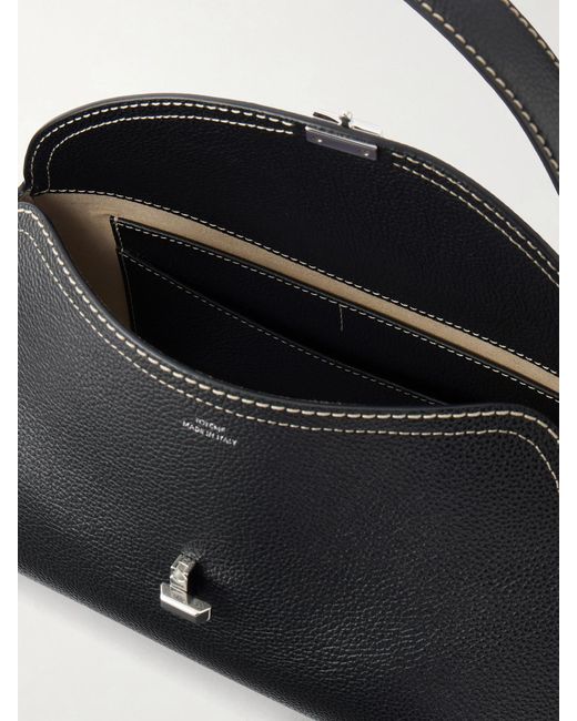 Totême  Black T-Lock Full-Grain Leather Shoulder Bag