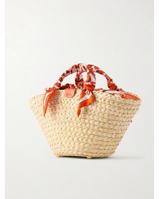 Dolce & Gabbana Orange Kendra Logo-Appliquéd Leather-Trimmed Raffia Bucket Bag