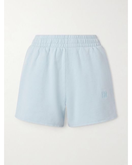 Anine Bing Blue Kam Shorts Aus Baumwoll-Jersey Mit Stickerei