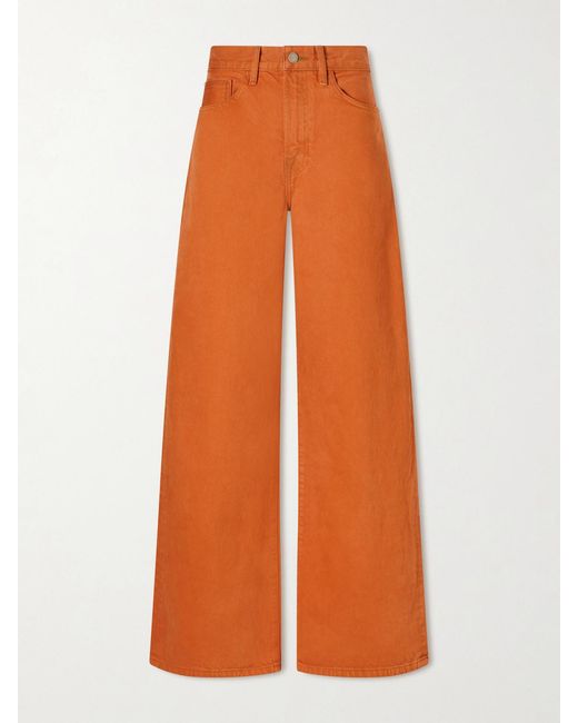 The Elder Statesman Orange Evvie Recycled Cotton Wide-Leg Jeans