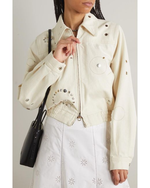 Chloé Natural Net Sustain Embellished Recycled Cotton And Hemp-Blend Denim Jacket
