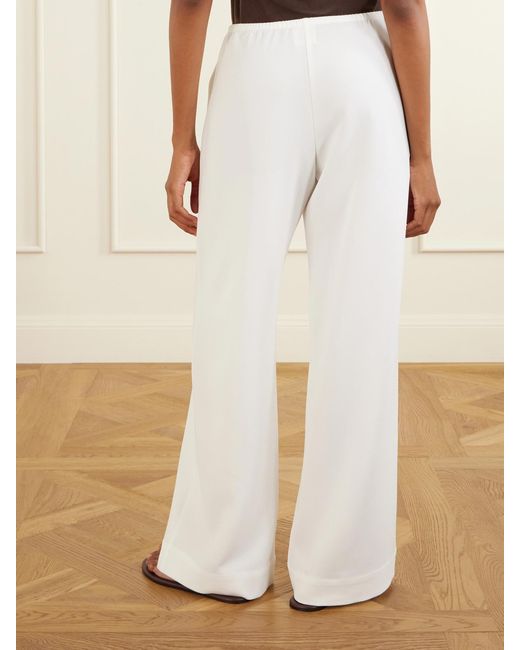 Leset White Arielle Crepe Wide-Leg Pants