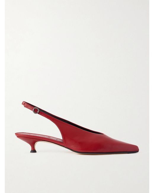 Aeyde Red Camila Leather Slingback Pumps
