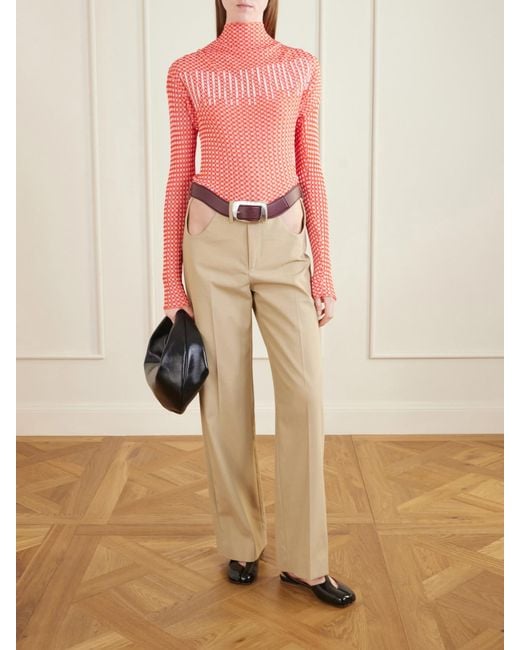 Jean Paul Gaultier Natural Cut-Out Mid-Rise Straight-Leg Cotton Pants