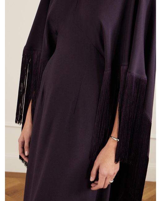 Taller Marmo Purple 1974 Cutout Fringed Crepe Gown