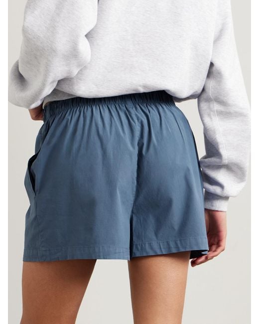 Skims Blue Cotton-Blend Poplin Boxer – Harbor – Boxershorts Aus Popeline Aus Einer Baumwollmischung