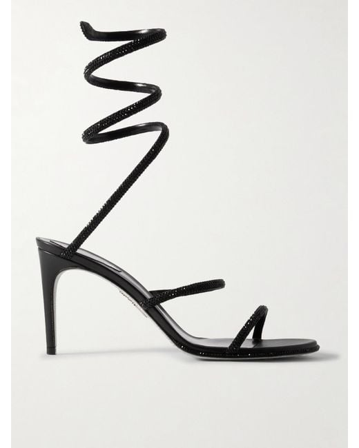 Rene Caovilla Black Cleo Mules Aus Leder Mit Kristallen