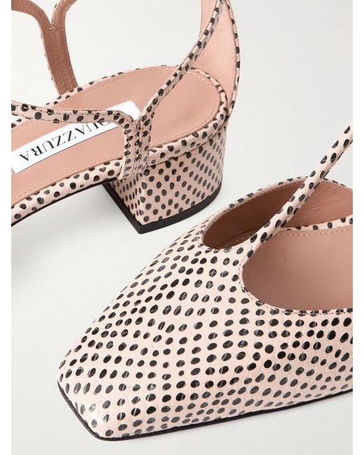Aquazzura Natural Sorbonne 35 Polka-Dot Textured-Leather Pumps