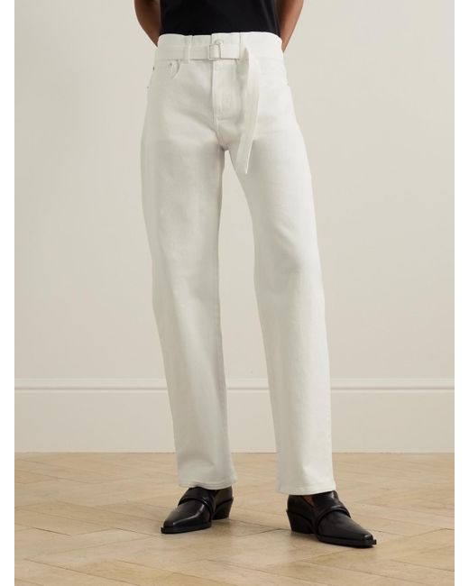 Proenza Schouler White Ellsworth Belted Low-Rise Straight-Leg Jeans