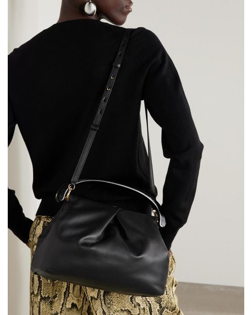 Dries Van Noten Black Pleated Leather Tote