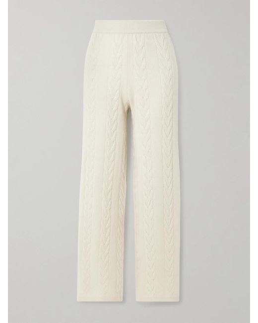 Lisa Yang Natural Dagny Cable-Knit Cashmere Straight-Leg Track Pants
