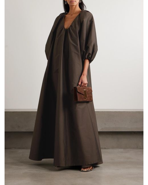 BERNADETTE Black George Gathered Taffeta Gown
