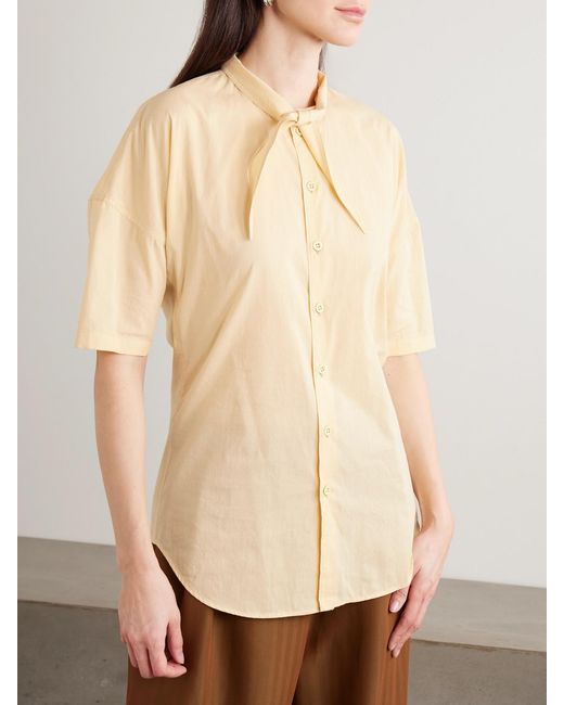 Lemaire Natural Tie-Neck Cotton-Muslin Shirt