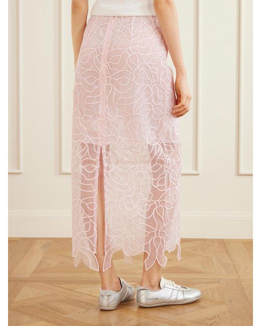 CECILIE BAHNSEN Pink Cbgus Embroidered Organza Maxi Skirt