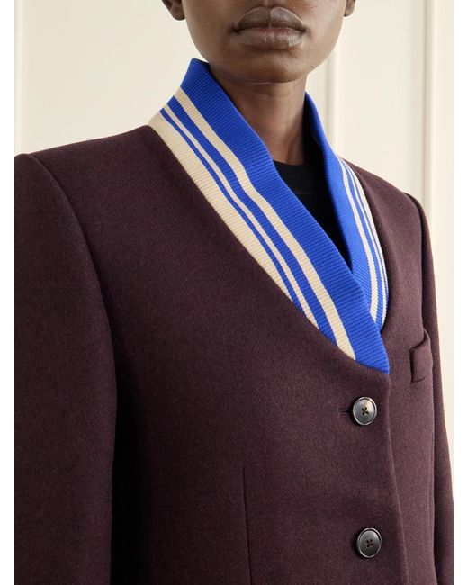 Dries Van Noten Blue Striped Wool-Blend Jacket