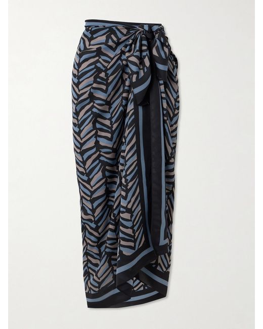 Matteau Blue Printed Silk-Georgette Pareo