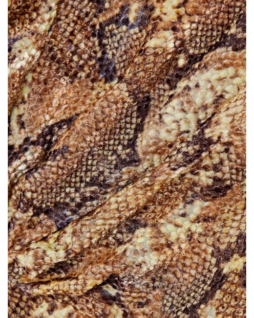 Isabel Marant Brown Marlin Ruched Snake-Print Silk-Blend Devoré Blouse