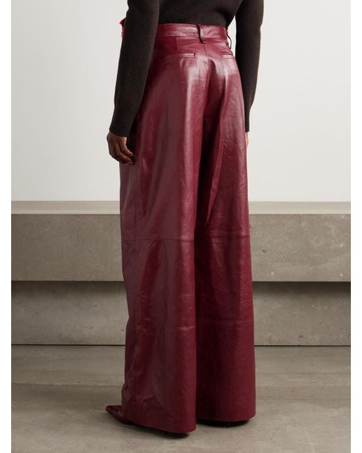 Jonathan Simkhai Purple Kobie Leather Wide-Leg Pants
