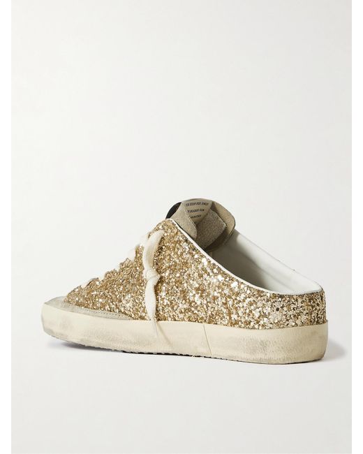 Baskets À Enfiler En Cuir À Paillettes Et En Daim Effet Vieilli Super-Star Sabot Golden Goose Deluxe Brand en coloris Natural