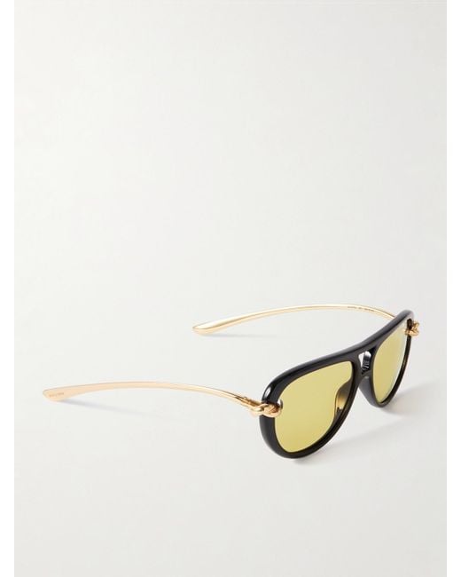 Bottega Veneta Metallic New Knot Aviator-Style Acetate And-Tone Sunglasses