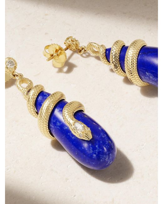 Jacquie Aiche Blue 14-Karat, Diamond And Lapis Lazuli Earrings