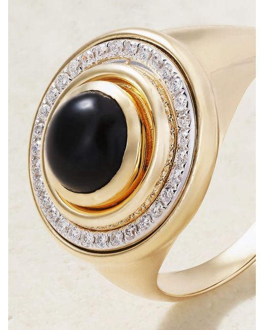 L'Atelier Nawbar Natural Mimete 18-Karat, Onyx And Diamond Pinky Ring