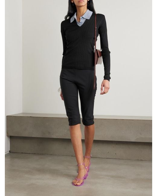 Carven Black Oberteil Aus Einer Gerippten Seidenmischung