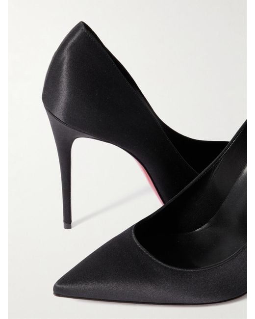 Christian Louboutin Black Classic Kate 100 Pumps Aus Glänzendem Crêpe