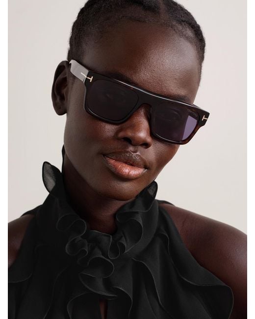 Tom Ford Black Cyrus Square-Frame Acetate Sunglasses