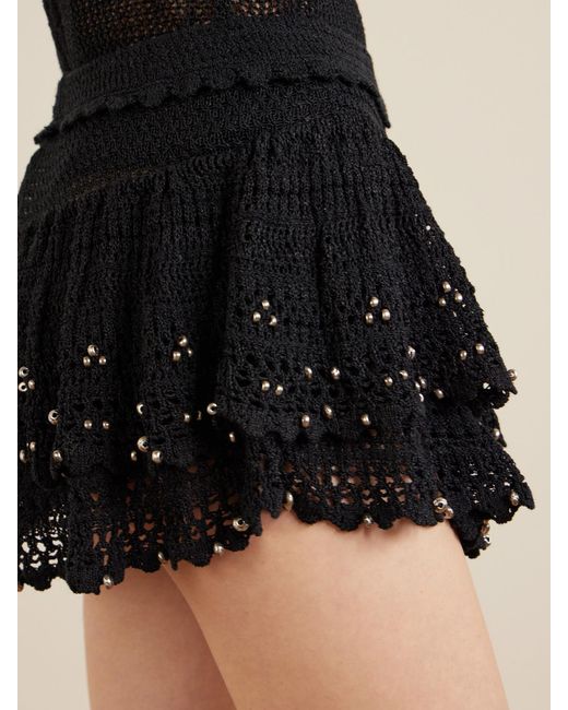 Isabel Marant Black Metuanie Crocheted Embellished Cotton-Blend Shorts