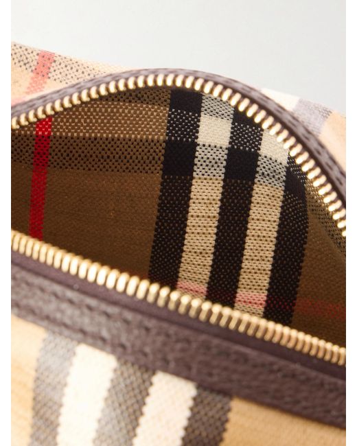 Burberry Black Leather-Trimmed Checked Coated-Canvas Top Handle Bag