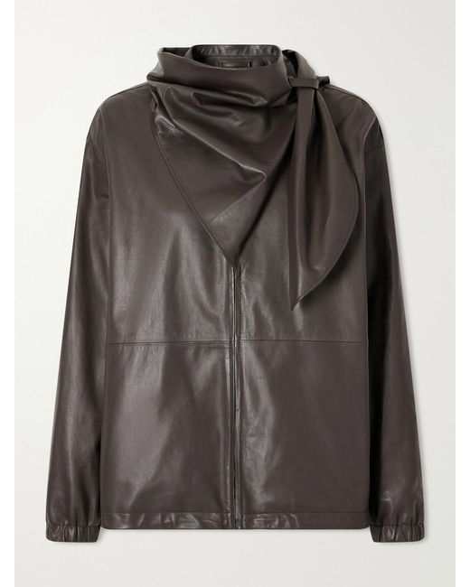 Loewe Black Scarf-Detailed Leather Jacket