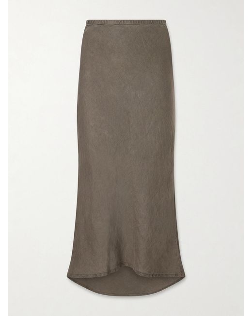 James Perse Gray Linen Midi Skirt