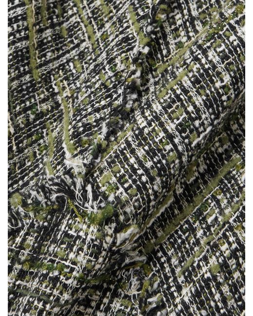Erdem Gray Midikleid Aus Tweed Mit Fransen