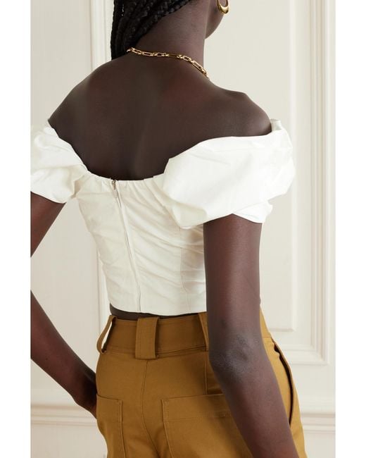 Haut Épaules Nues En Popeline De Coton Mélangé À Fronces Nora A.L.C. en coloris Natural